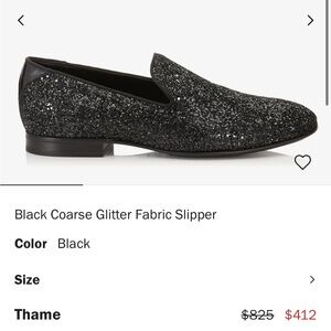 Jimmy Choo Black Slip-On Loafers with Glitter Texture